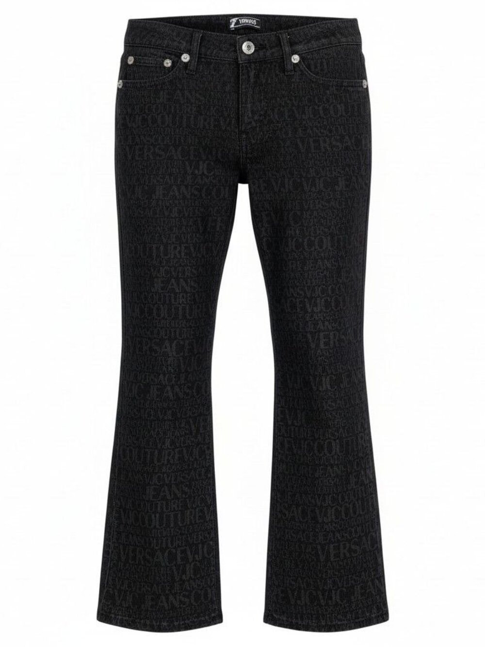 Versace Id9 All Logo Print Denim Pants Jeans 28 Black